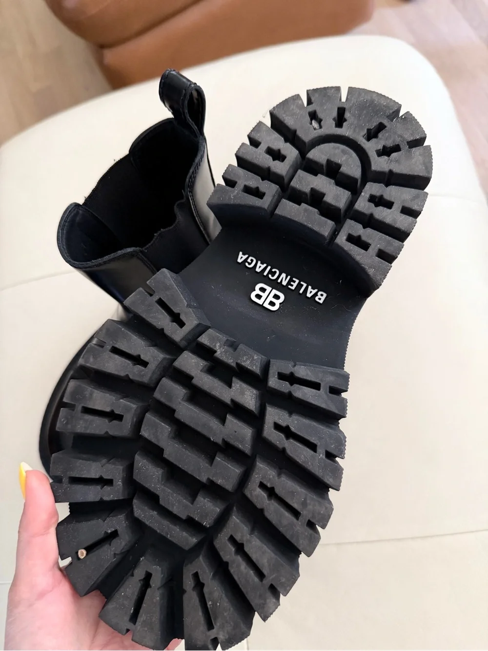 Balenciaga Black Leather Platform Chelsea Ankle Boots